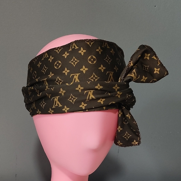Designer  Brown Hair Tie Headscarf - Picture 7 of 8